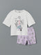 Crew Neck Printed Girl's Shorts Pajamas Set